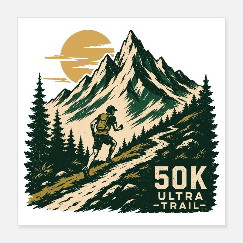 Course sur sentier - Ultra Trail Poster 40 x 40 cm