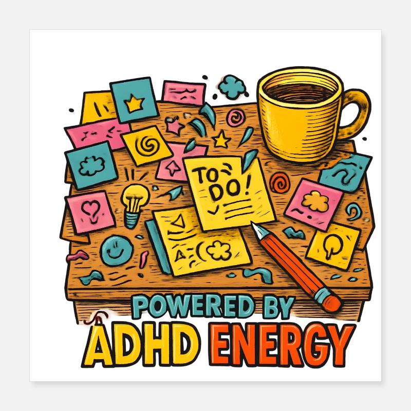 ADHD Energy Creative Desk Poster 16" x 16" (40x40 cm)