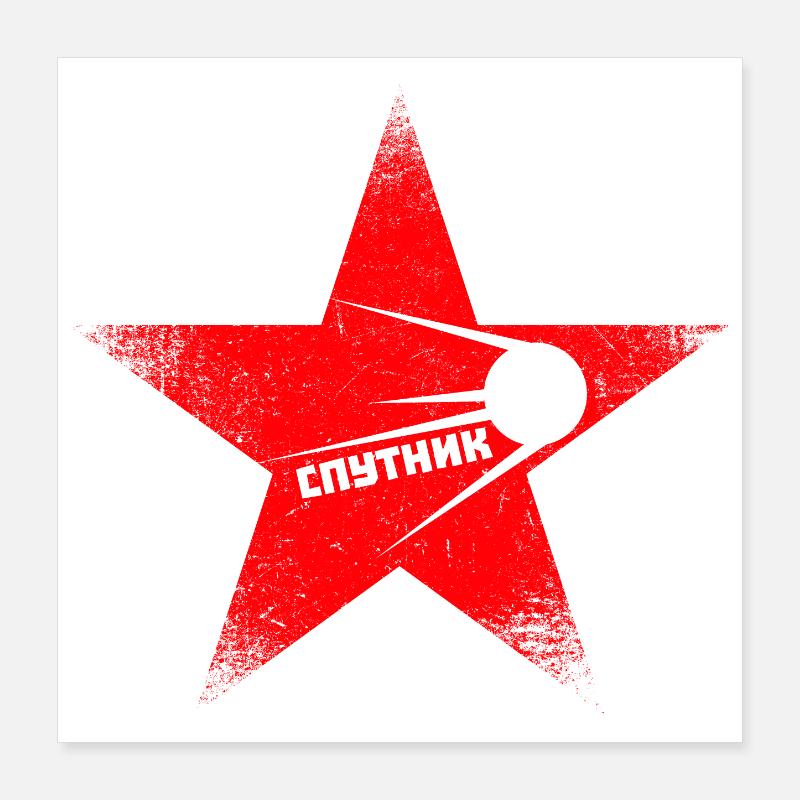Roter Stern - Sputnik Poster 40x40 cm
