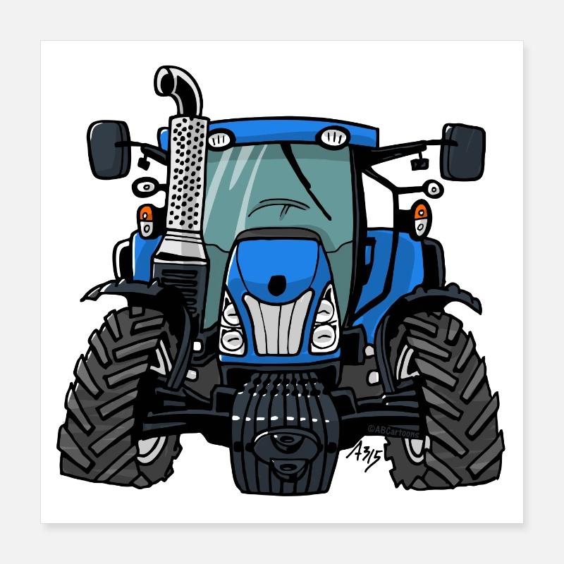 0646 BlueTractor Poster 40 x 40 cm