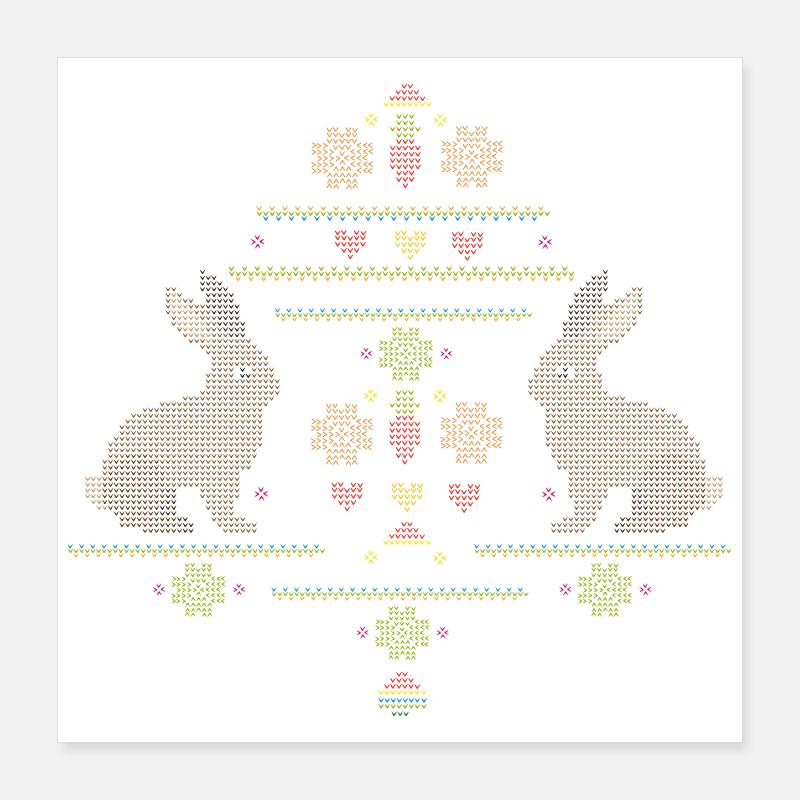 Easter motifs in knitting pattern style for Easter Poster 16" x 16" (40x40 cm)