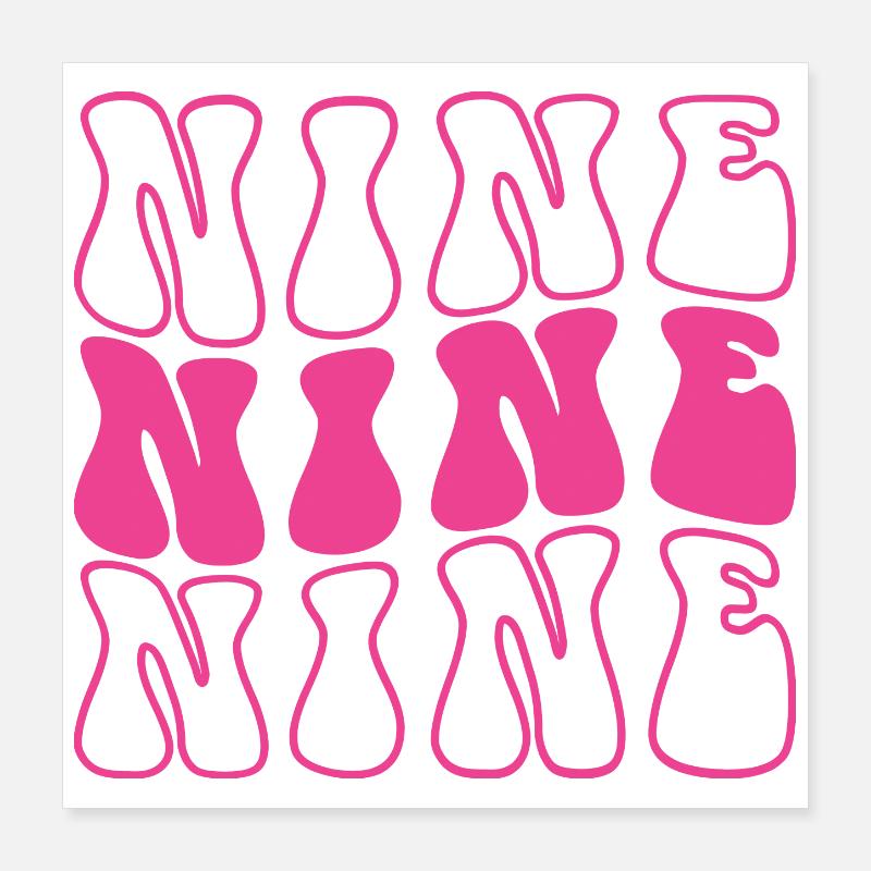 Neuf 9e anniversaire pour les filles de 9 ans Poster 40 x 40 cm