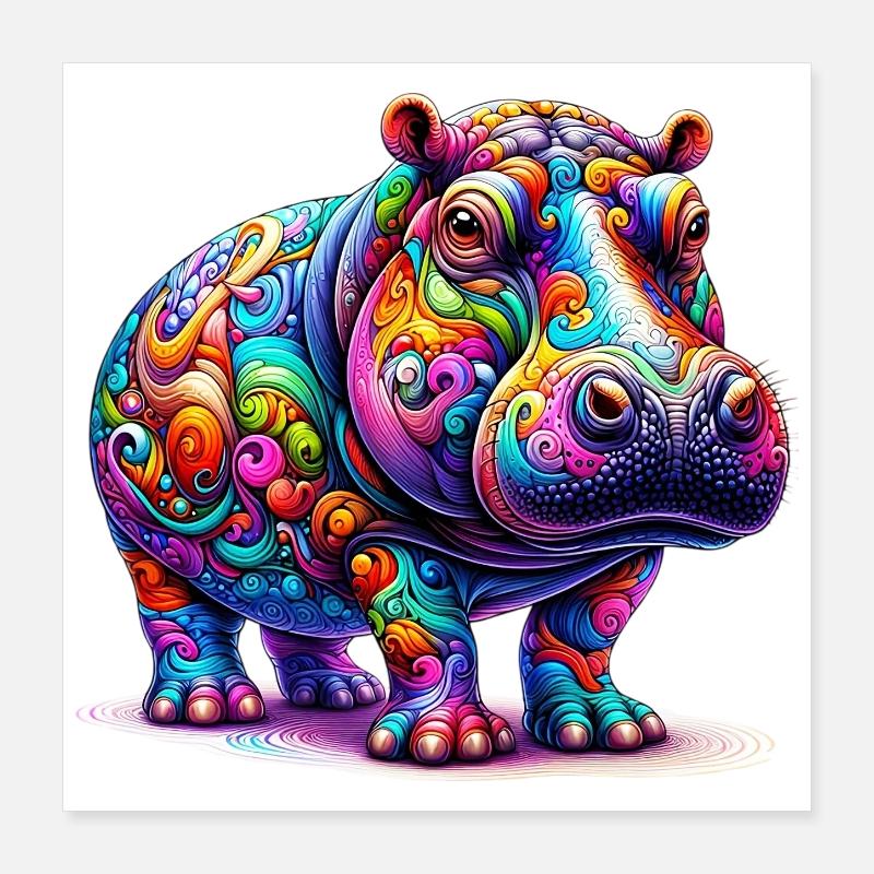 Hippopotame Poster 40 x 40 cm