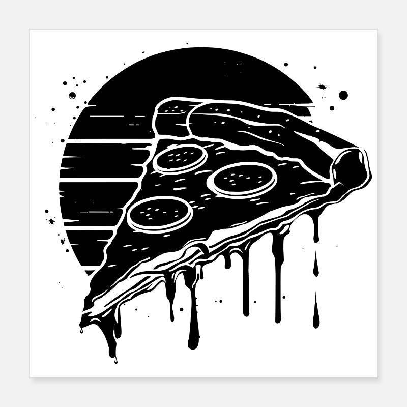 Dessin de morceau de pizza Poster 40 x 40 cm