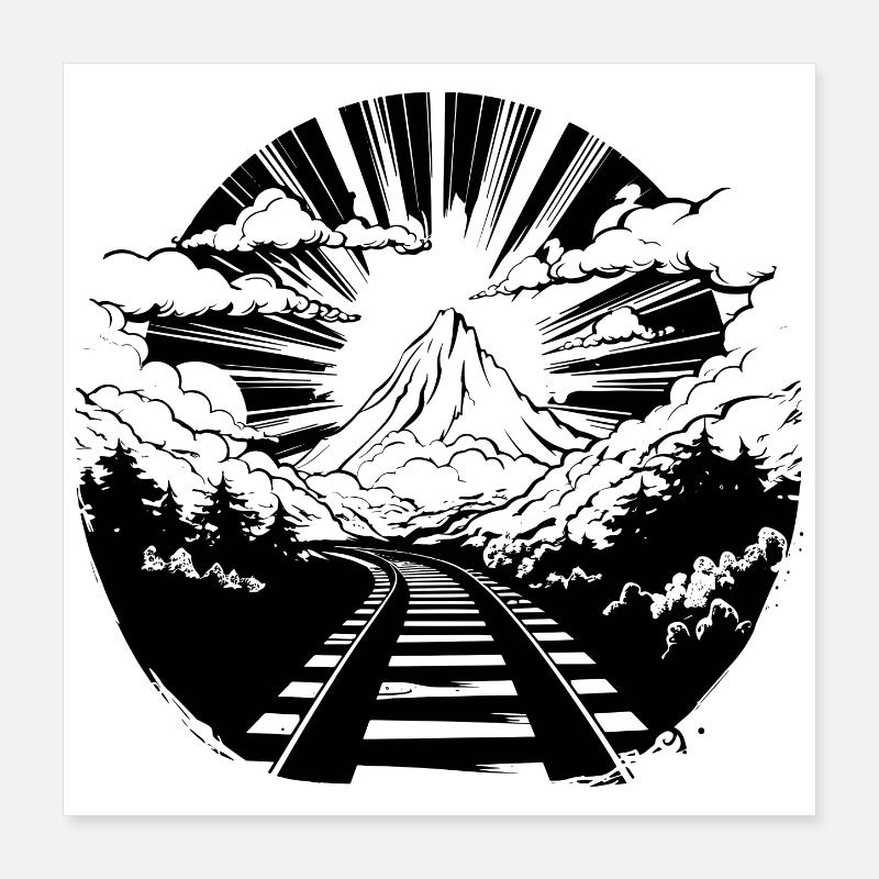 Chemin de fer Poster 40 x 40 cm