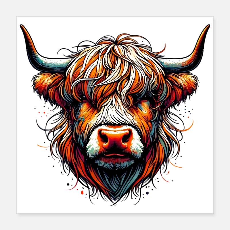 Vache écossaise des Highlands Poster 40 x 40 cm