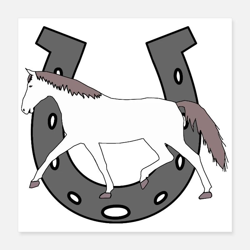 Fer à cheval cavalier cheval poney gris jument Poster 40 x 40 cm