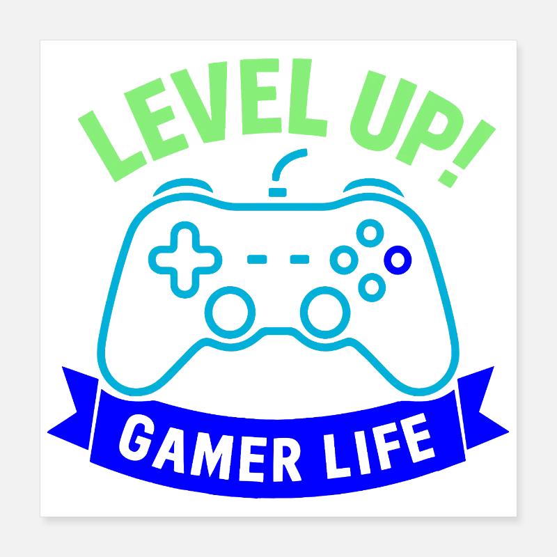Level Up Gamer Leben Controller Poster 40x40 cm