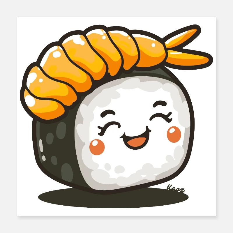 Sushi roll with shrimp Poster 16" x 16" (40x40 cm)