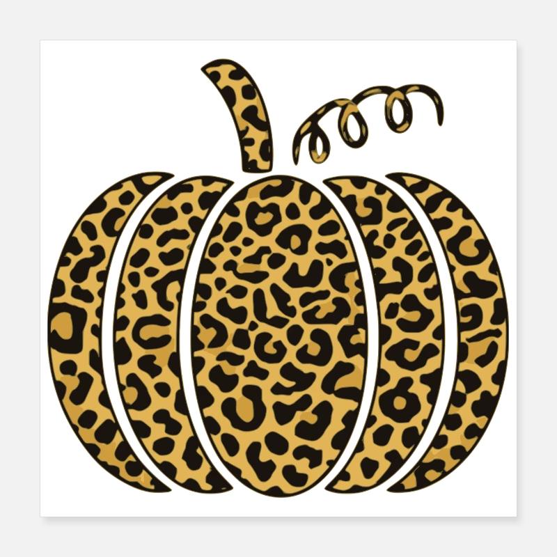 Leopard Print Pumpkin Illustration Poster 16" x 16" (40x40 cm)