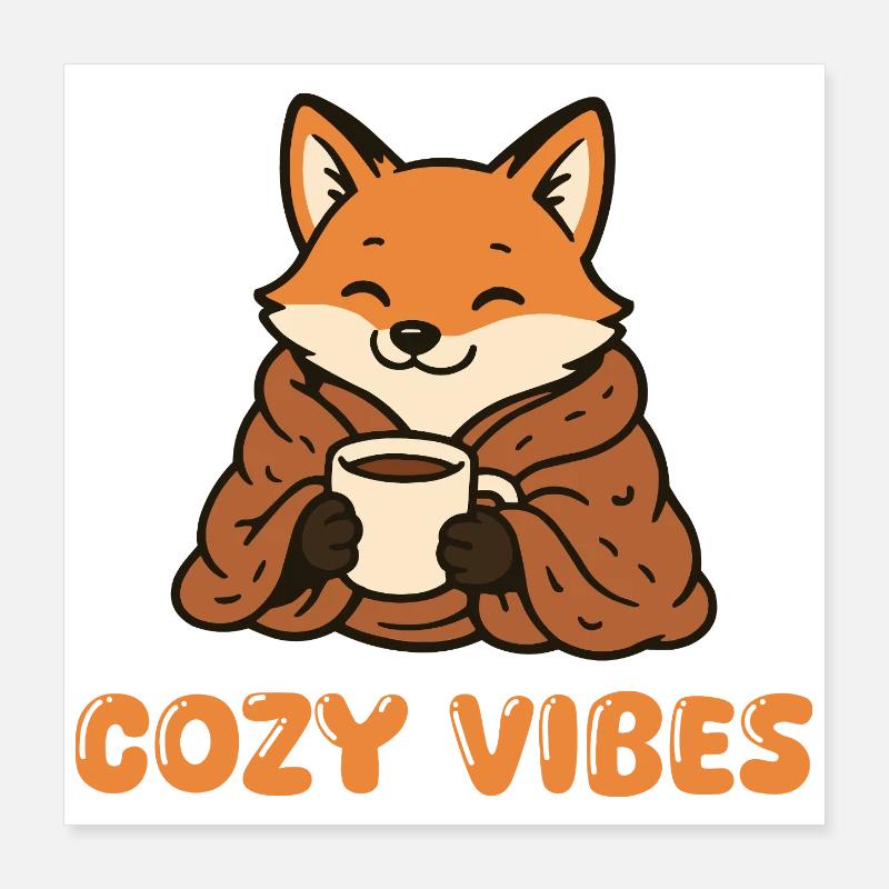 Fox Cozy Vibes Poster 40 x 40 cm