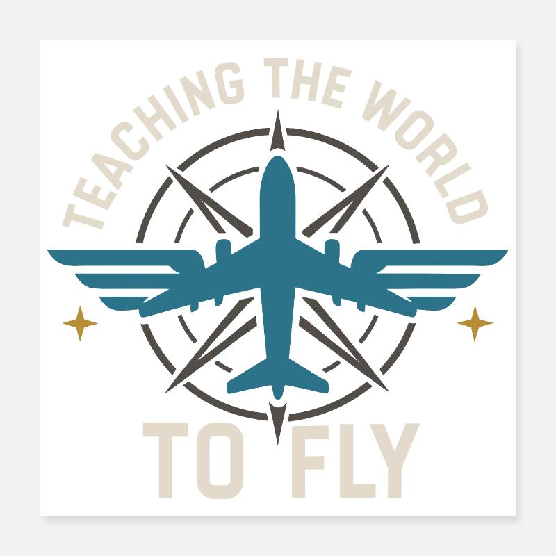 Fluglehrer Cfi Pilot Luftfahrtlehrer Poster 40x40 cm