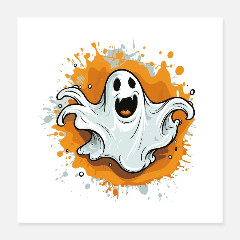 Haunted ghost on color splash Poster 16" x 16" (40x40 cm)