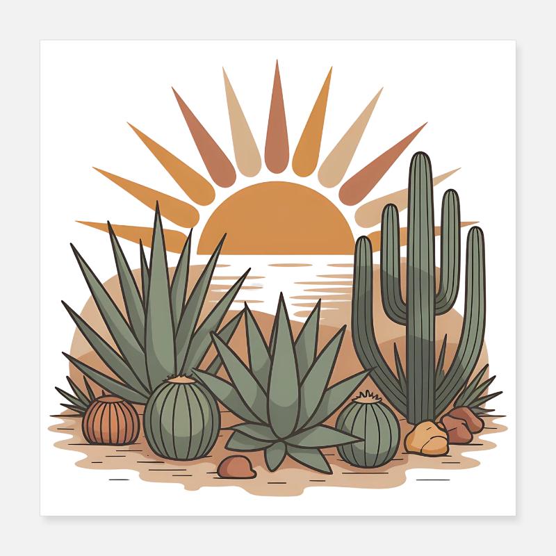 Boho Nature Cacti Poster 16" x 16" (40x40 cm)