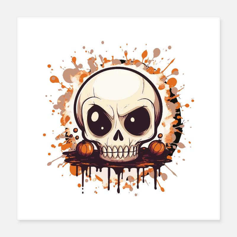 Pumpkin Skull Splash Poster 16" x 16" (40x40 cm)