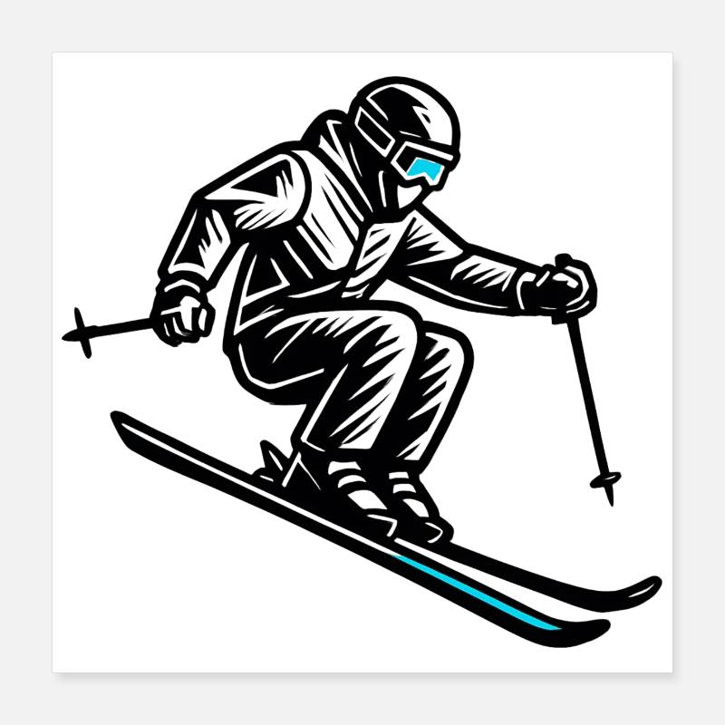 Skiing | Skier | Mountain Poster 16" x 16" (40x40 cm)
