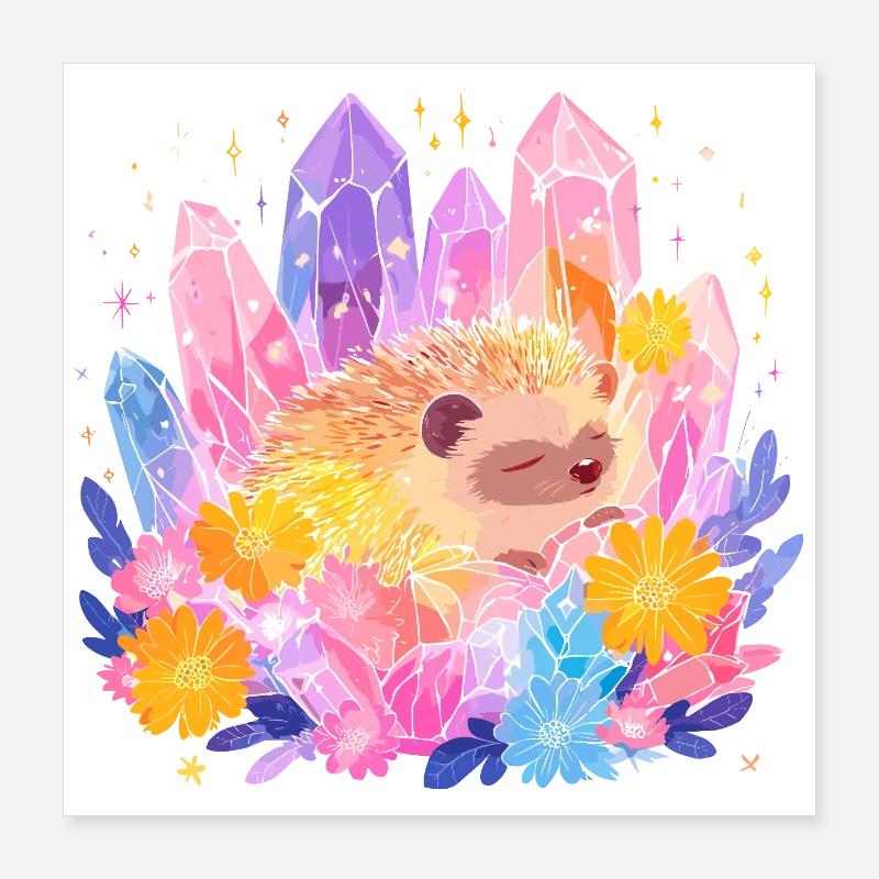 Petit hérisson dans le jardin de cristal Poster 40 x 40 cm