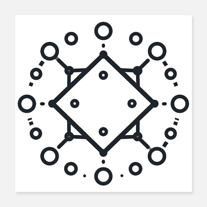 Geometric Diamond Mandala Poster 16" x 16" (40x40 cm)