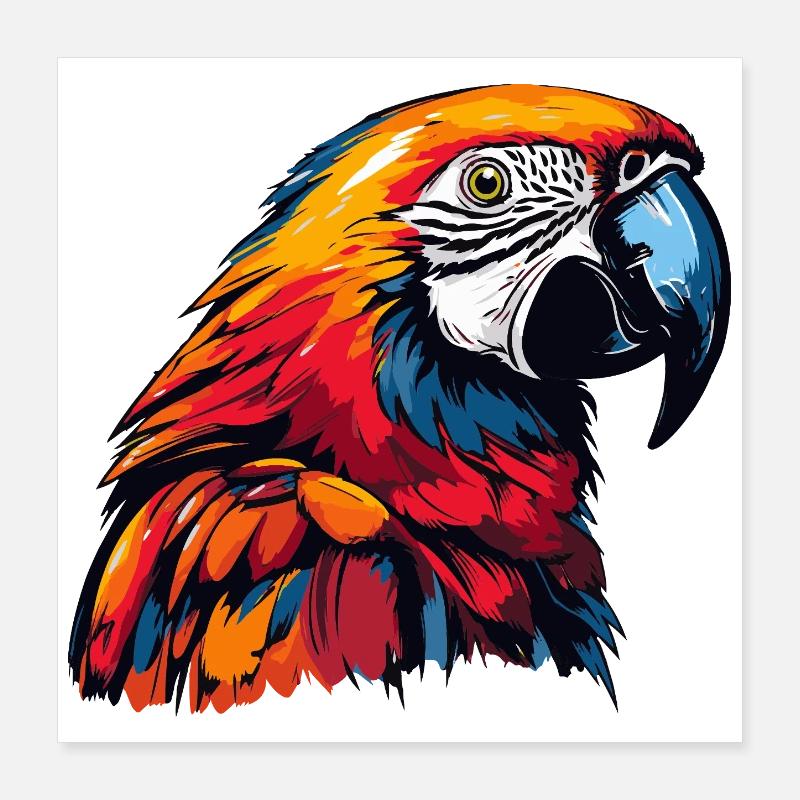 Papagei Tier Comic Poster 40x40 cm