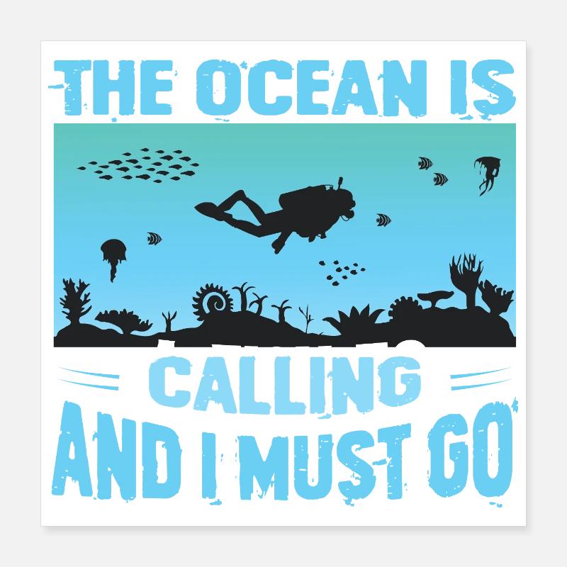 Drôle de design de plongeur Poster 40 x 40 cm