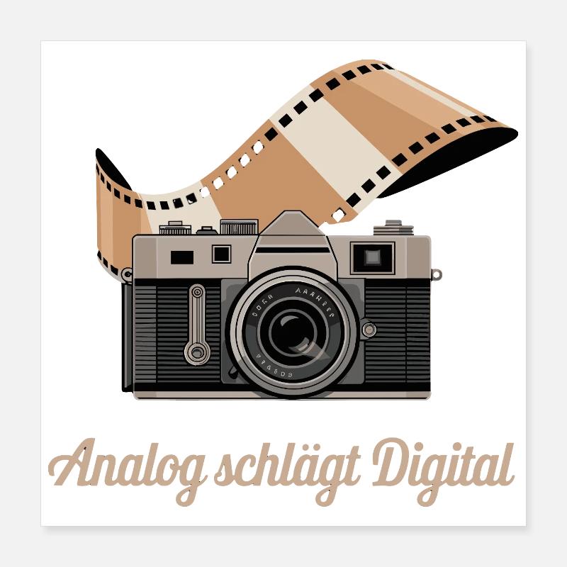 Analog Beats Digital Retro Camera Poster 16" x 16" (40x40 cm)