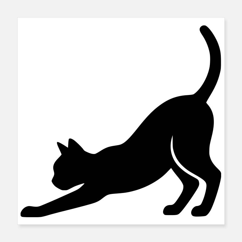 Cat Silhouette Stretch Playful Vector Poster 16" x 16" (40x40 cm)