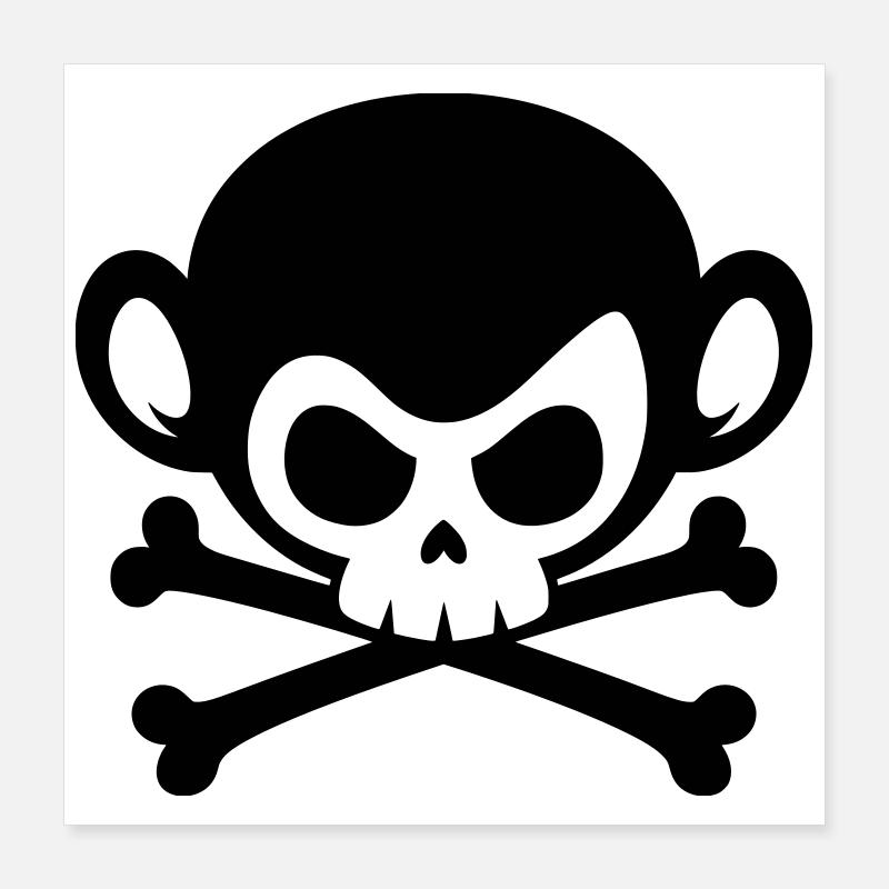 Skull monkey with crossed bones Poster 16" x 16" (40x40 cm)