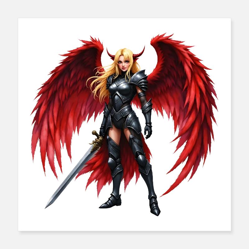 Crimson Winged Warrior Poster 16" x 16" (40x40 cm)