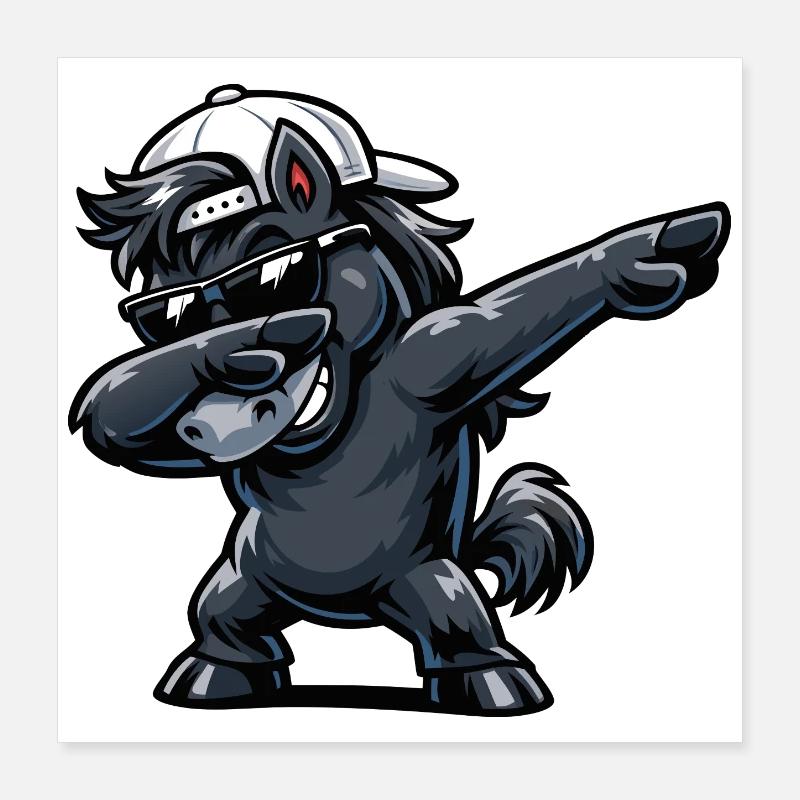 Dabbing Horse Poster 40x40 cm