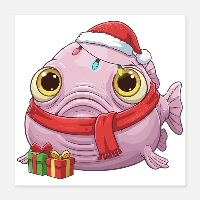 Drôle de Poisson-Blobfish - Noël avec... Poster 40 x 40 cm