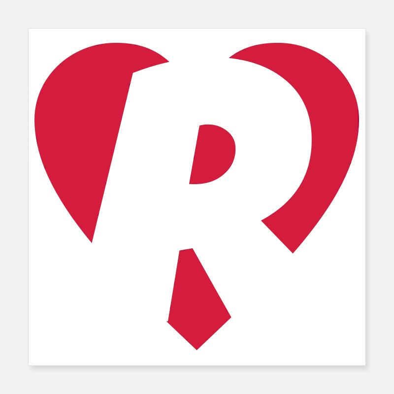 Heart R - I love R Poster 16" x 16" (40x40 cm)