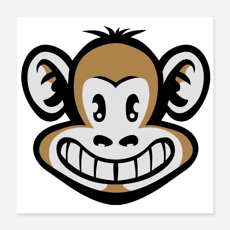 Tête de singe cartoon flex Poster 40 x 40 cm