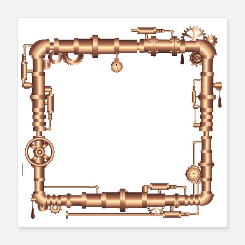 Steampunk frame in steam engine look Poster 16" x 16" (40x40 cm)