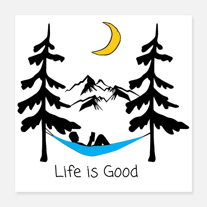 Conception ludique de lune souriante nocturne Poster 40 x 40 cm