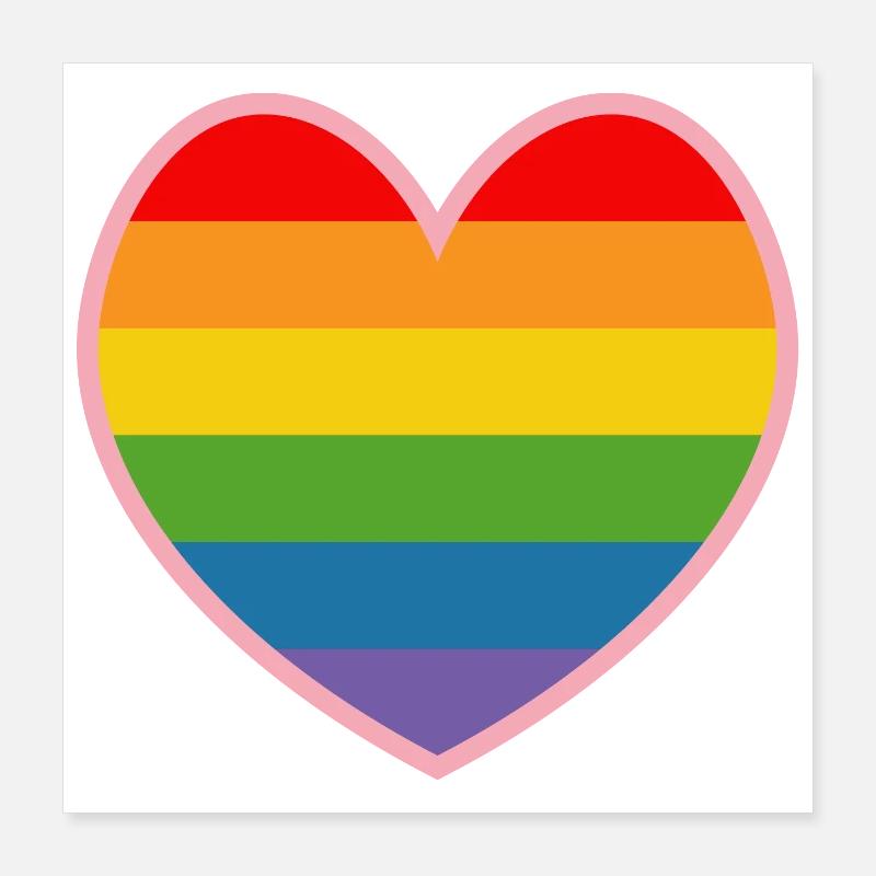 LGBT Shirt CSD QUEER HERZ Poster 40x40 cm