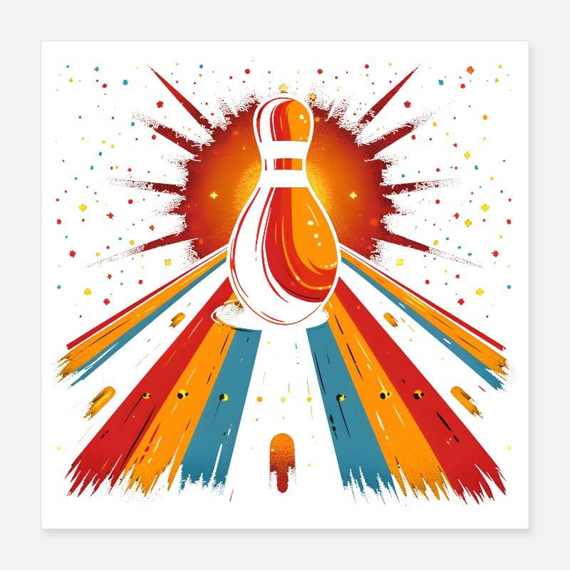 Bowling Drawing Vintage Poster 16" x 16" (40x40 cm)