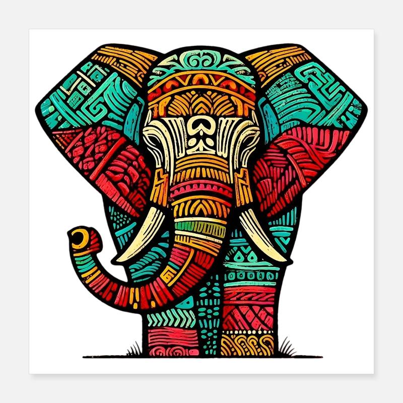 Éléphant Poster 40 x 40 cm