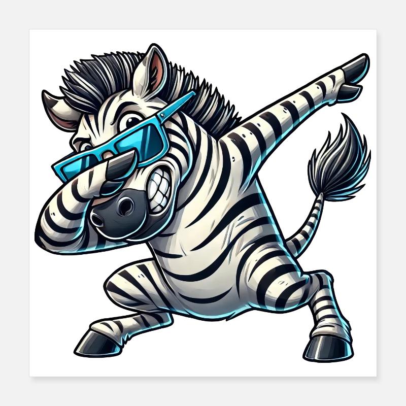 Cooles Zebra das den Dab Tanz macht Poster 40x40 cm