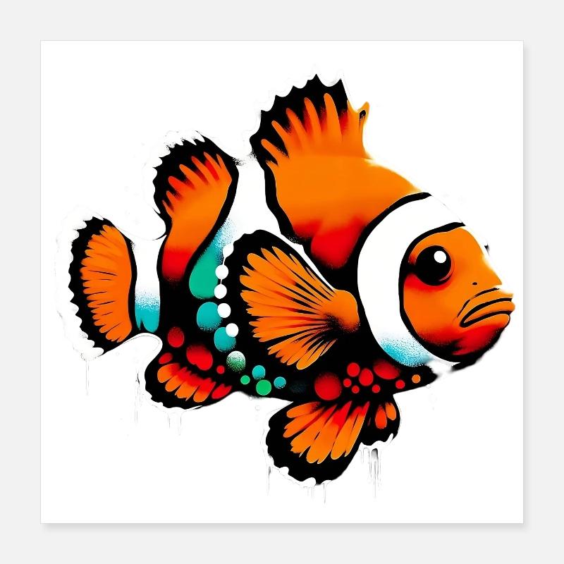 Poisson-clown Poster 40 x 40 cm