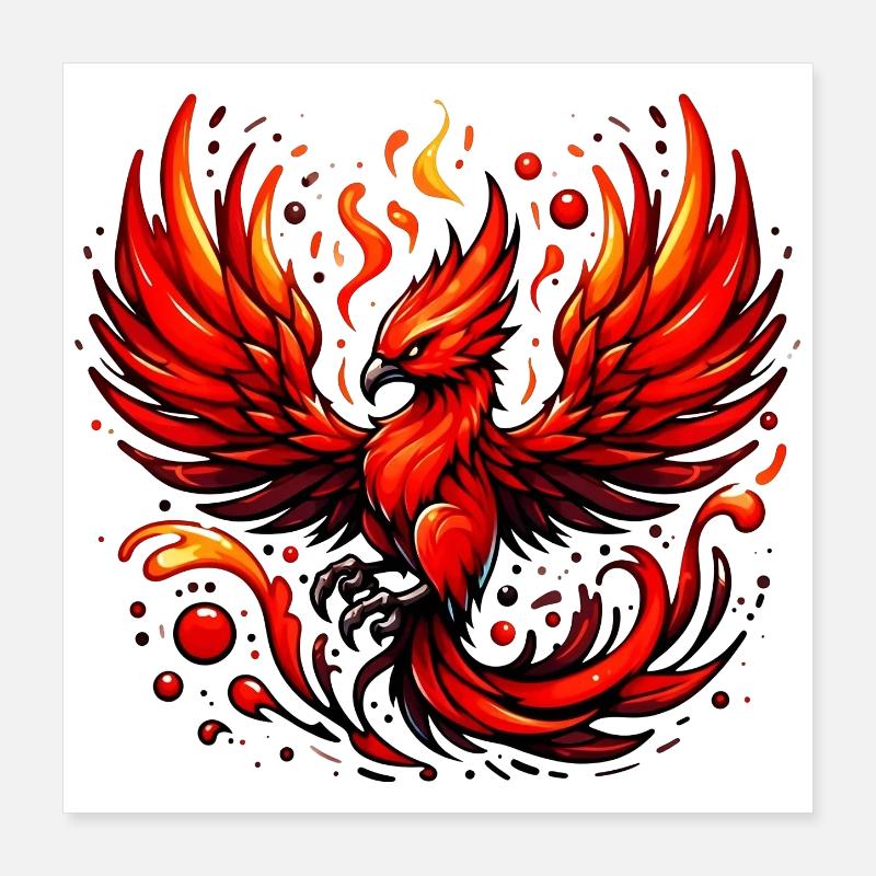 Roter Phönix Poster 40x40 cm