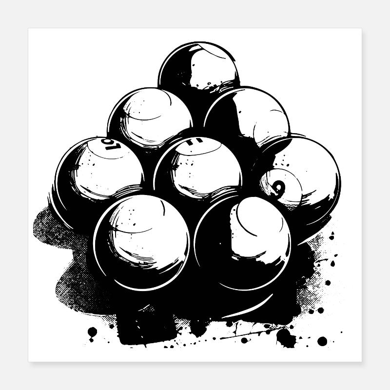 Dessin de billard Poster 40 x 40 cm