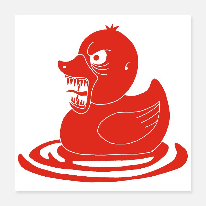 Red Demonic Duck Poster 16" x 16" (40x40 cm)