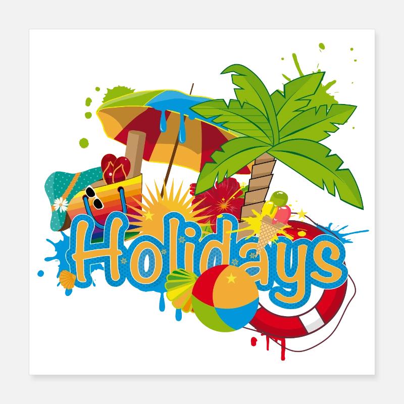 Buntes Sommer Graffiti Holidays Poster 40x40 cm