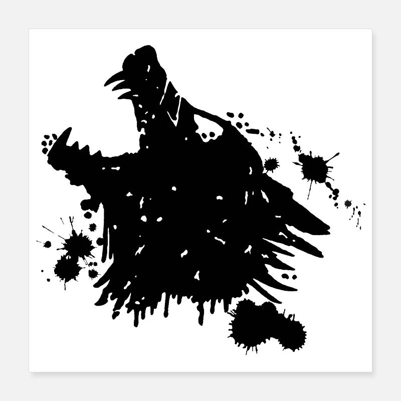 Heulender schwarzer Wolf Poster 40x40 cm
