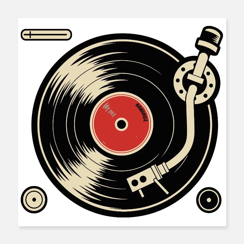 Disques vinyles Platine vinyle Platine vinyle Graphisme Poster 40 x 40 cm