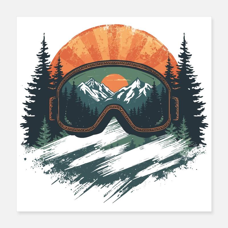 Ski goggles sunset Poster 16" x 16" (40x40 cm)