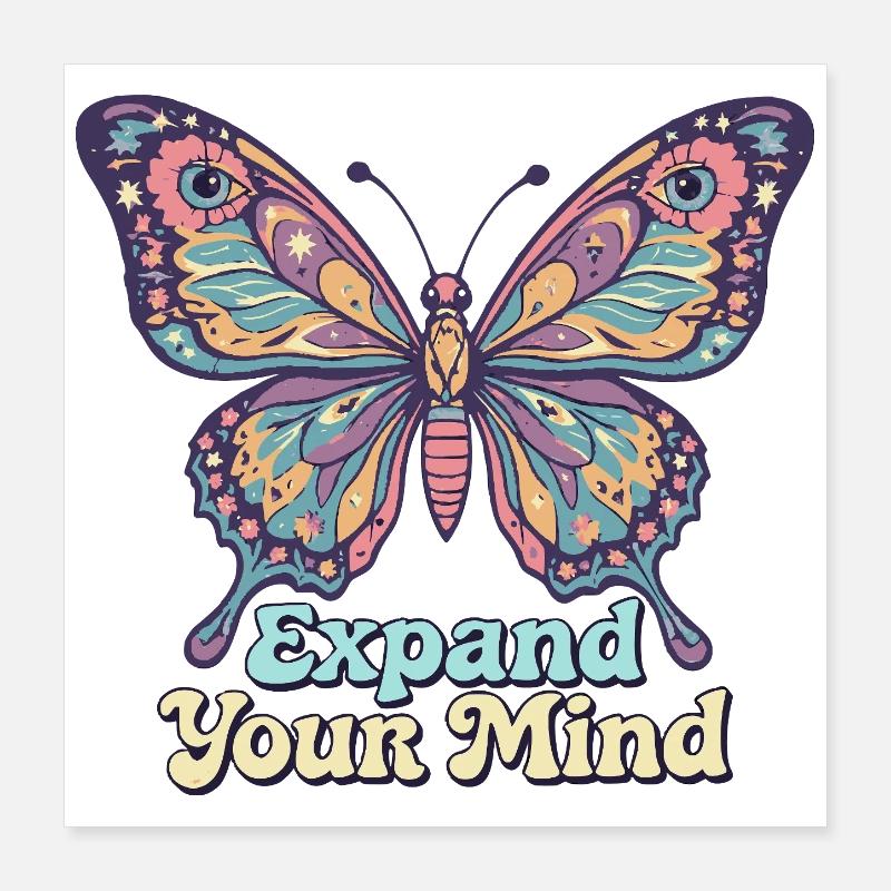 Psychedelisch Retro – Expand Your Mind Poster 40 x 40 cm