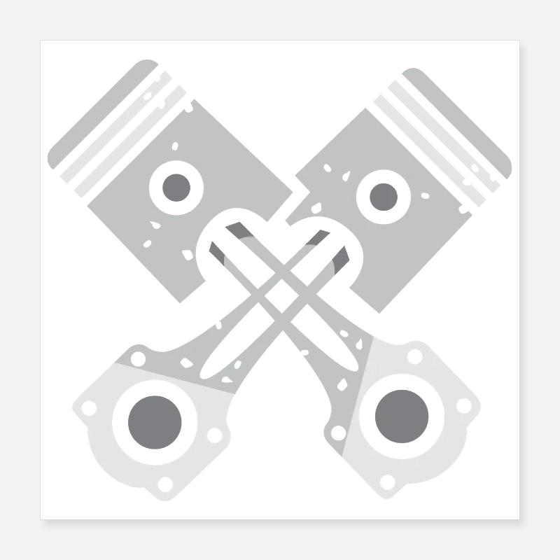 Piston croisé gris conception mécanique Poster 40 x 40 cm