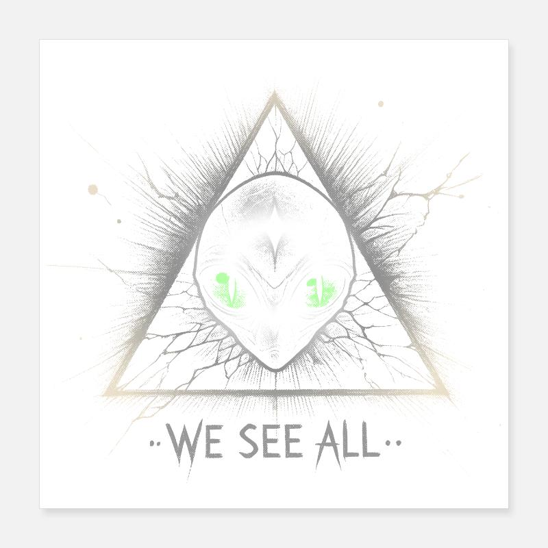 Alien Triangle We See All Cosmic Symbol Tee Poster 16" x 16" (40x40 cm)