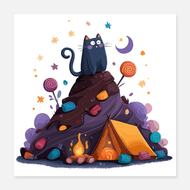 Katzencamp am Vulkan Poster 40x40 cm